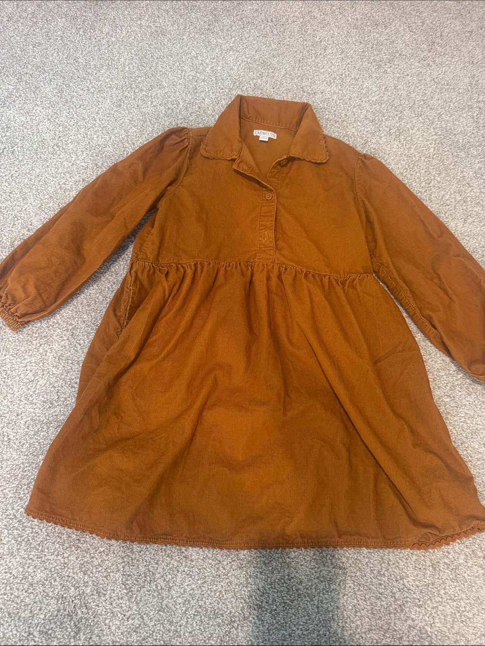 Crewcuts Rust Corduroy Long-Sleeve Babydoll Dress